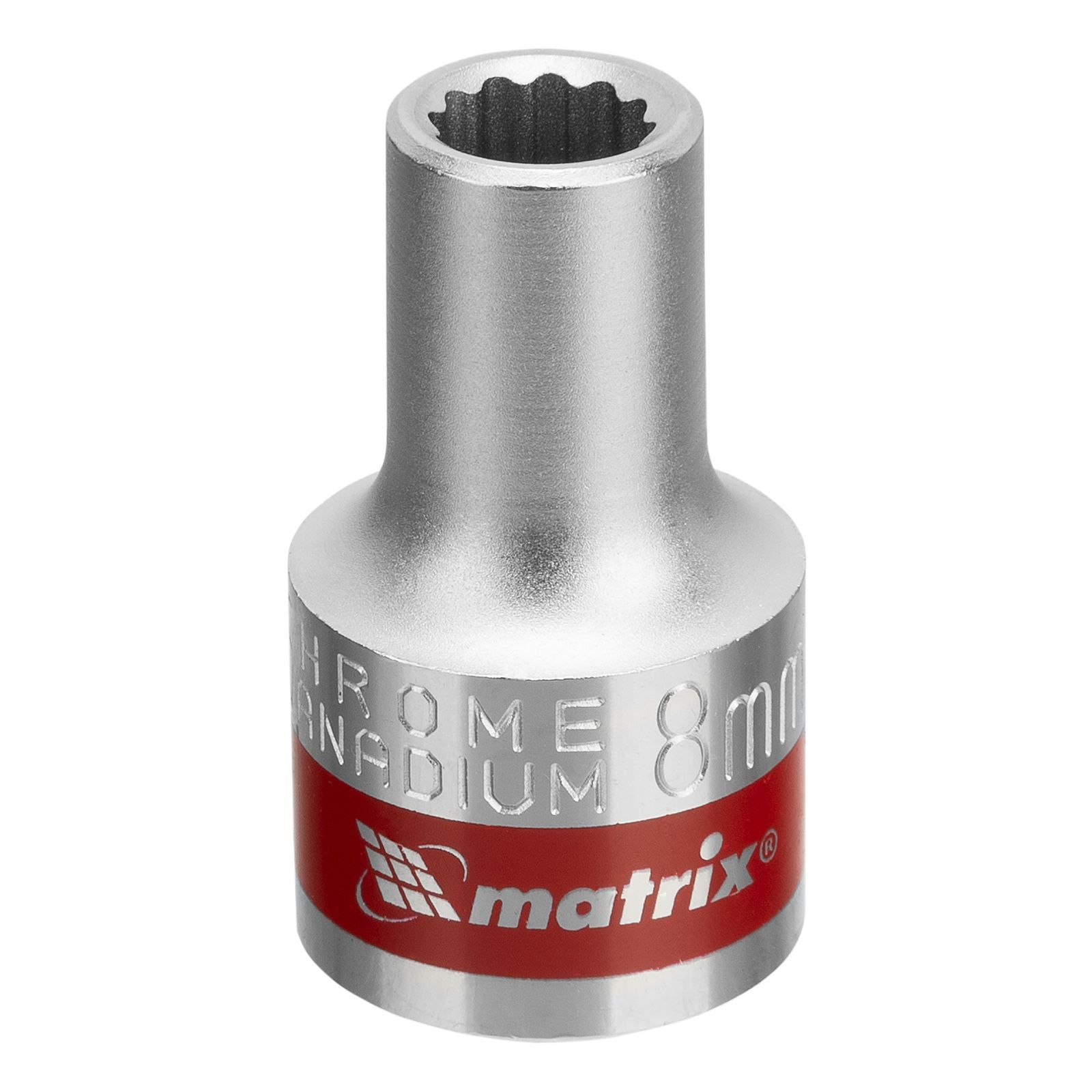 Головка торцевая, 8 mm, 12-гранная, CrV, под квадрат 1/2", хромированная Matrix 13676