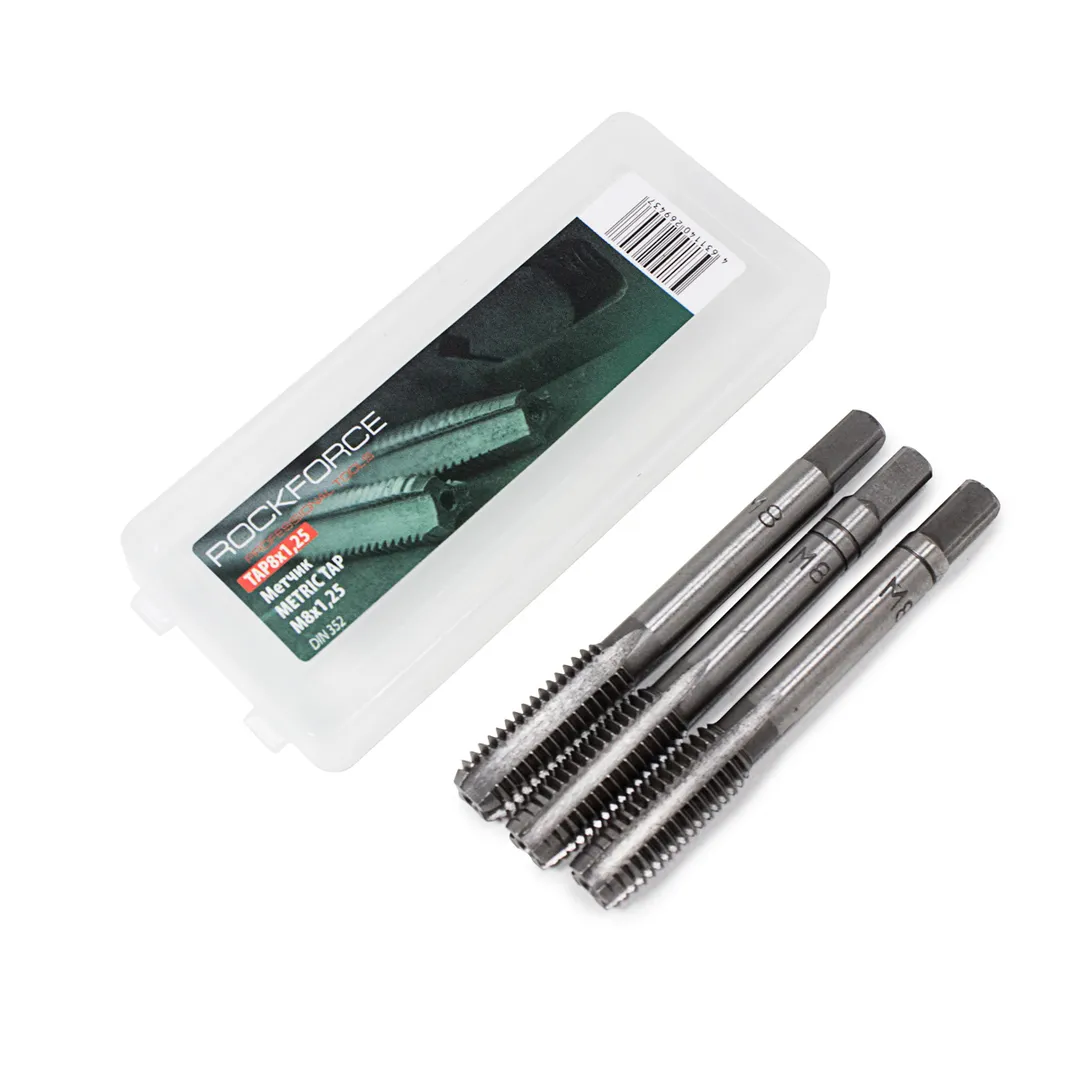 Метчик M8x1,25 (3шт), в пластиковом футляре  Rock FORCE RF-TAP8x1,25