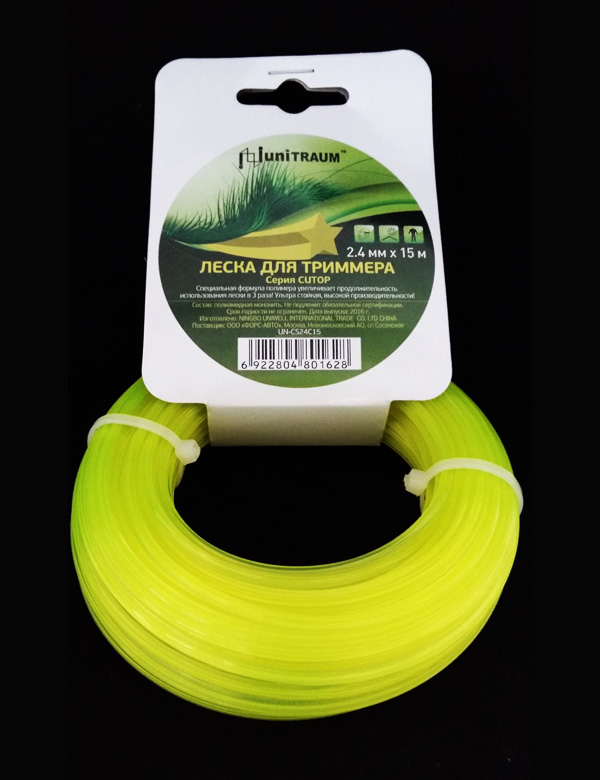 Леска для триммера шестигранная 3.00 мм. x 15 м. UNITRAUM UN-CH30C15