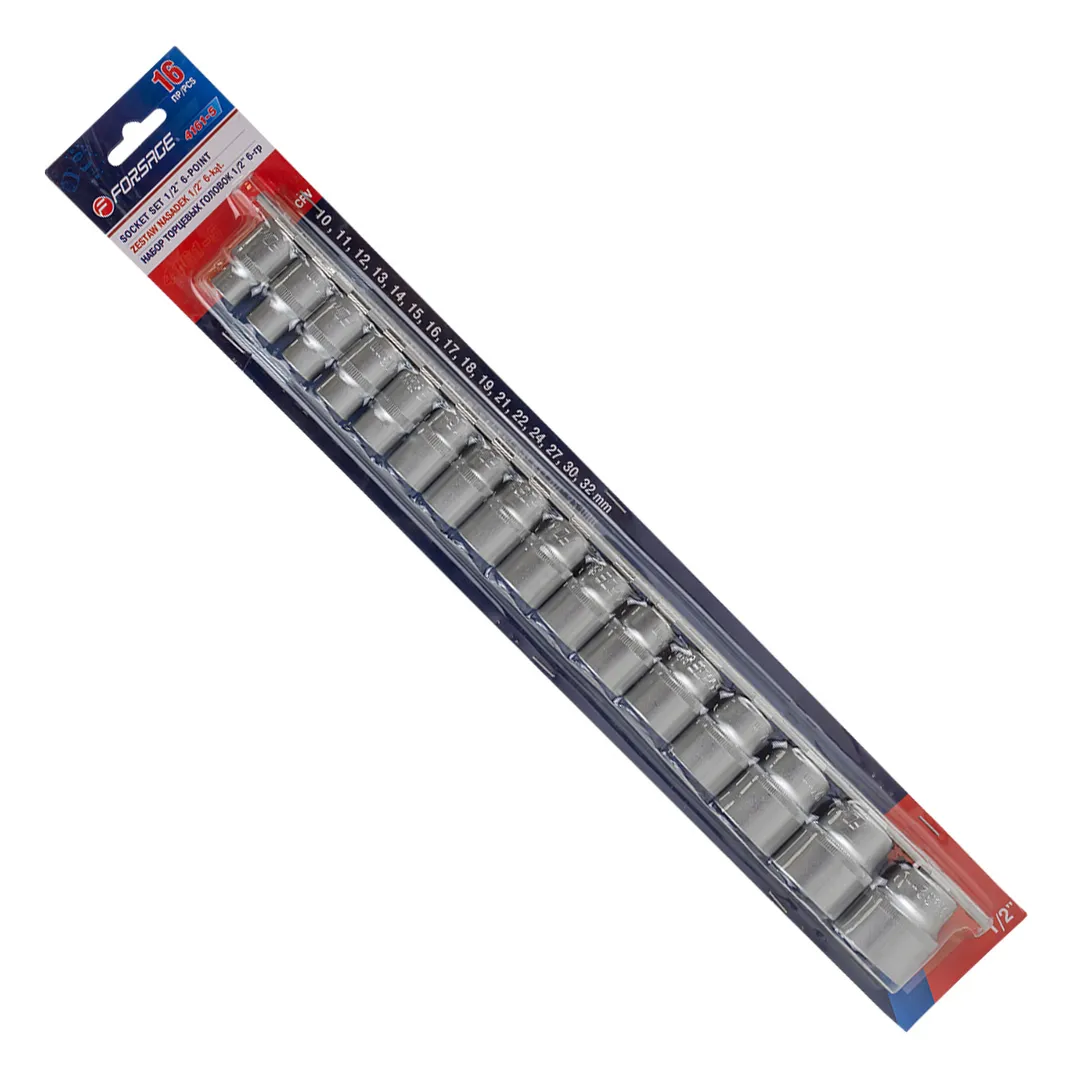 Набор головок 1/2", 10-32мм, 16пр. 6гр. Forsage F-4161-5