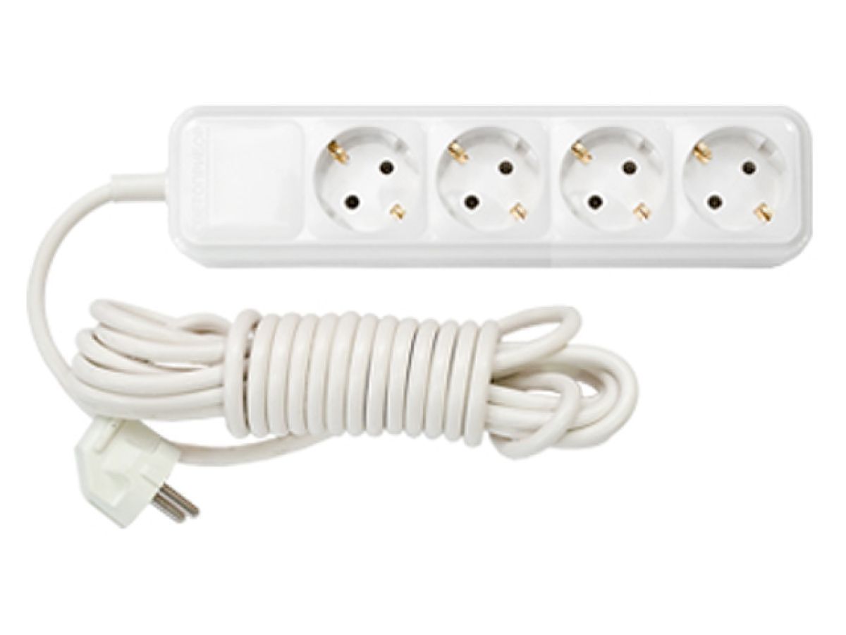 Удлинитель бытовой 5м (4 роз., 3.7кВт, с/з, ПВС 3x1.5) BYLECTRICA (Макс. мощность - 3700 Вт, ток - 16А) BYLECTRICA У16-3295м