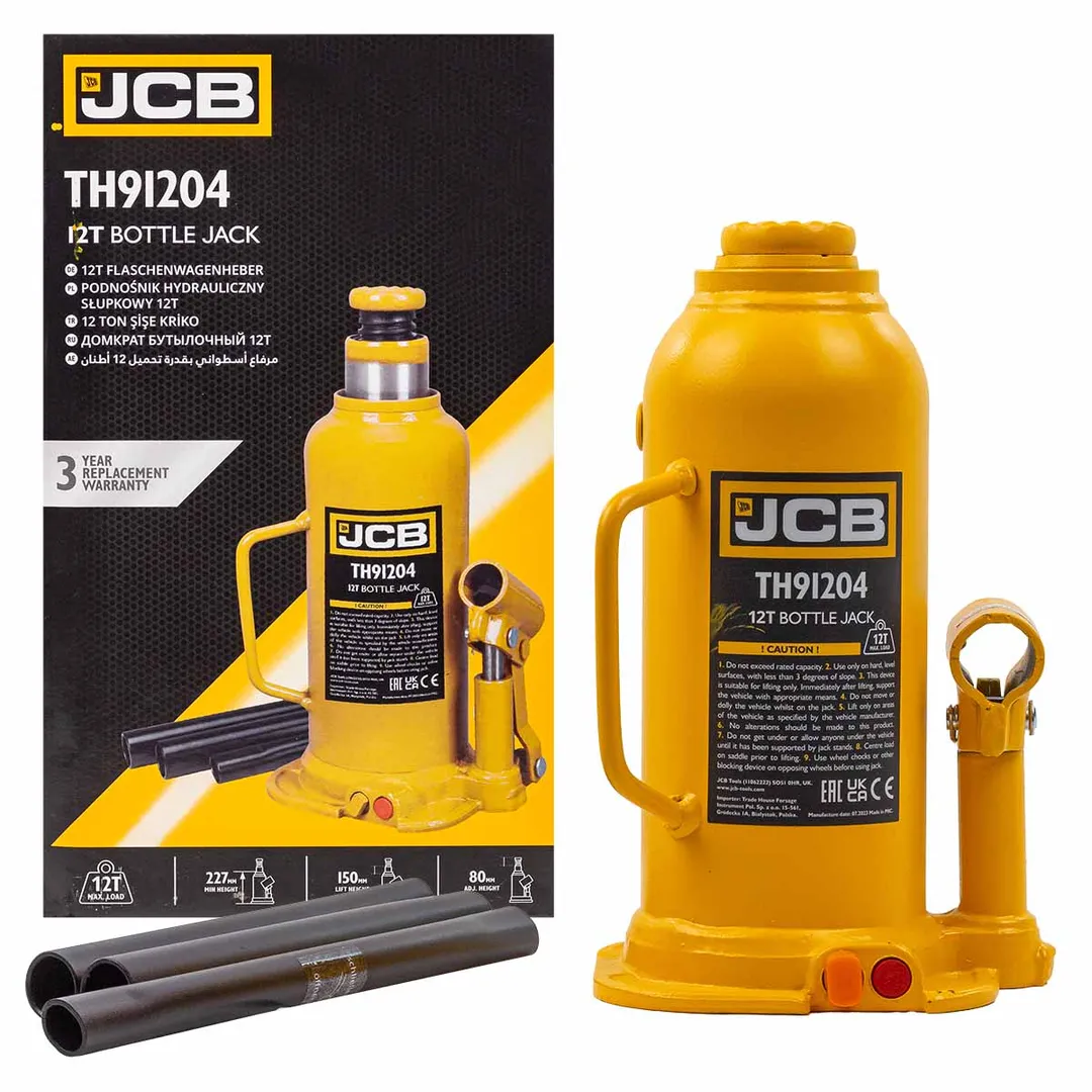 Домкрат бутылочный 12т, 227-457мм, с клапаном  JCB JCB-TH91204