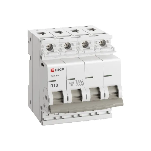 Авт. выкл. 4P 10А (D) 4,5kA ВА 47-63N PROxima EKF M634410D