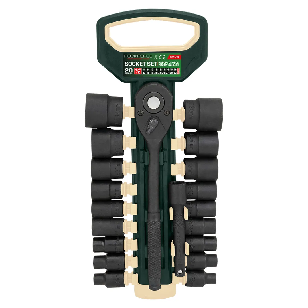 Головки, набор 20пр., 1/2" 8-32 мм RockFORCE RF-019-5K