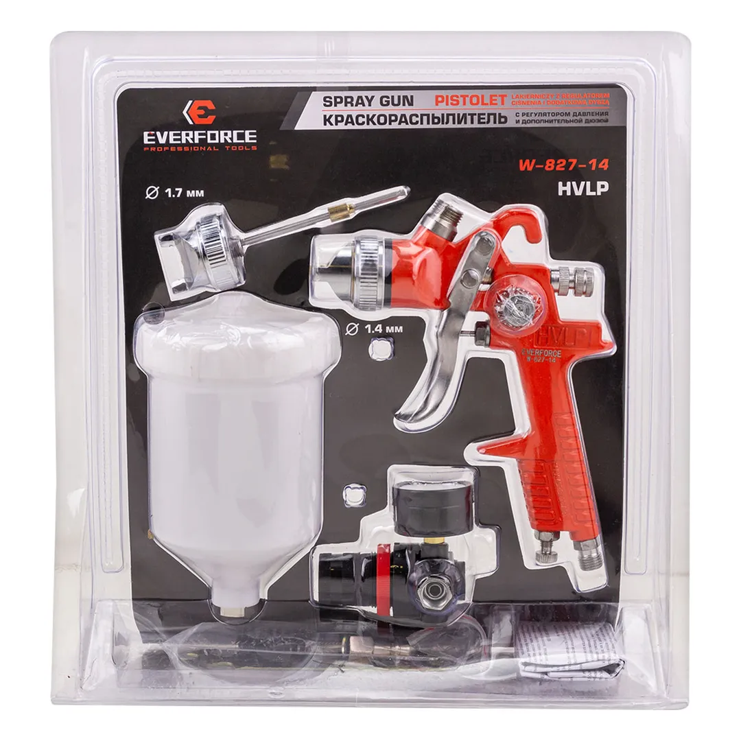 Краскораспылитель с регулятором давления и дополнительной дюзой EVERFORCE EF-W-827-14