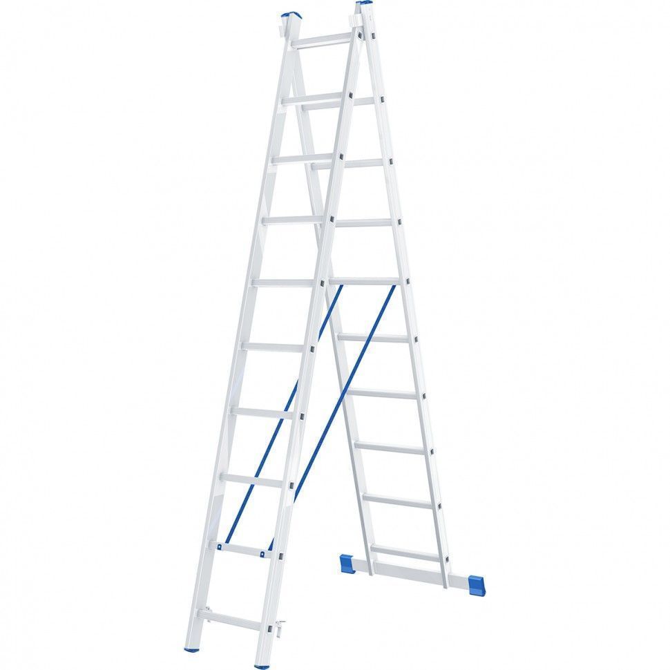 Лестница, 2 х 10 ступеней, алюминиевая, двухсекционная  Сибртех 97910