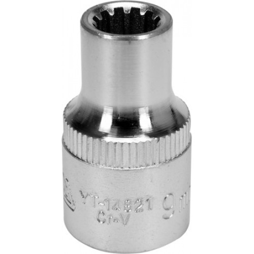 Головка торцевая spline 1/2" 6гр.  9mm L38mm CrV на держателе  YATO YT-14821