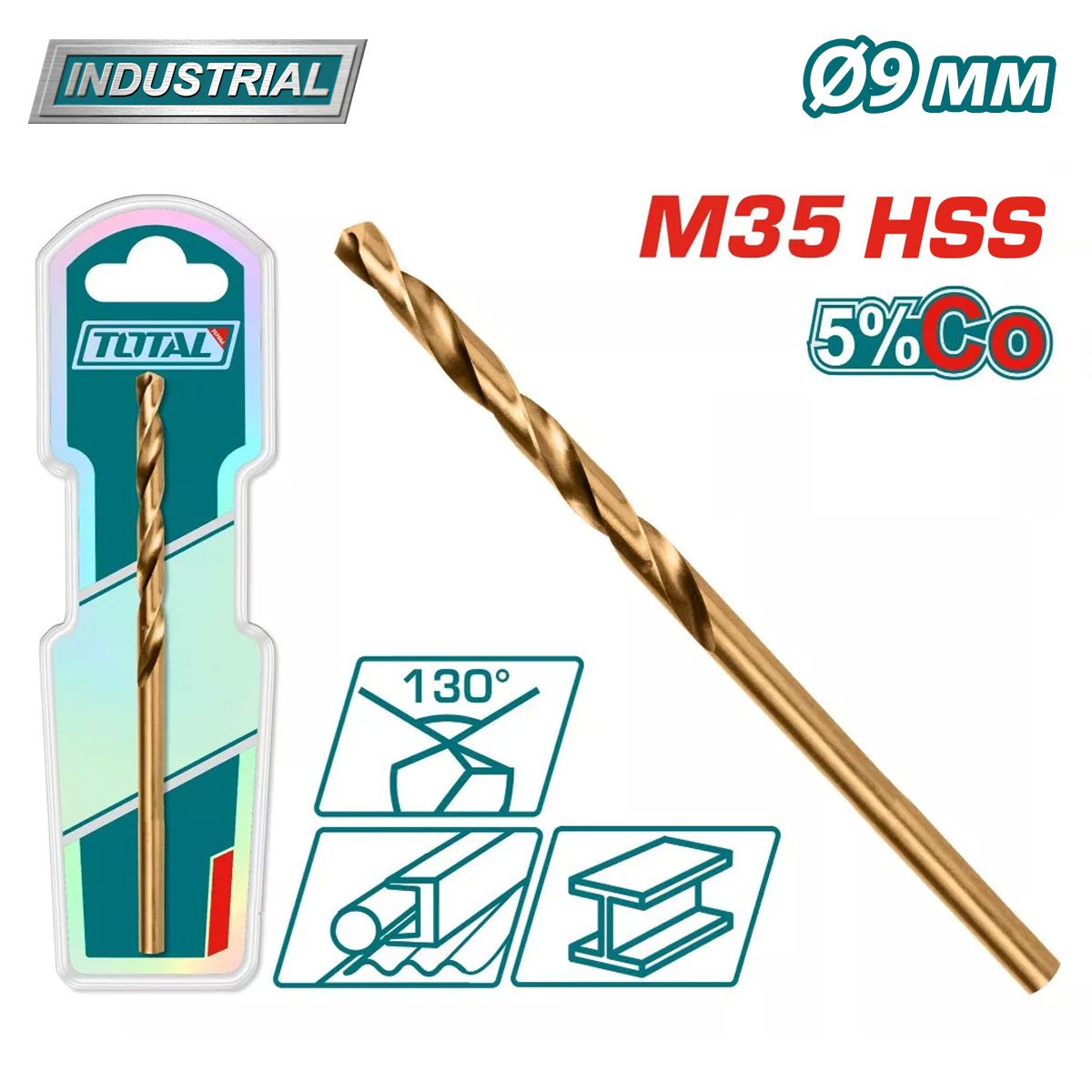 Сверло по металлу M35 HSS-CO 9мм  TOTAL TAC11209001