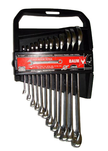 Набор ключей комбинированных дюйм. в пласт.держ. 12 пр. 1/4"-15/16" BAUM 30-12AP