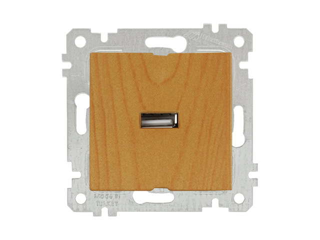 Розетка одноместная USB скрытая, без рамки, дуб, RITA (USB charge, 5V-2.1A)  ...MUTLUSAN 2200 448 0158