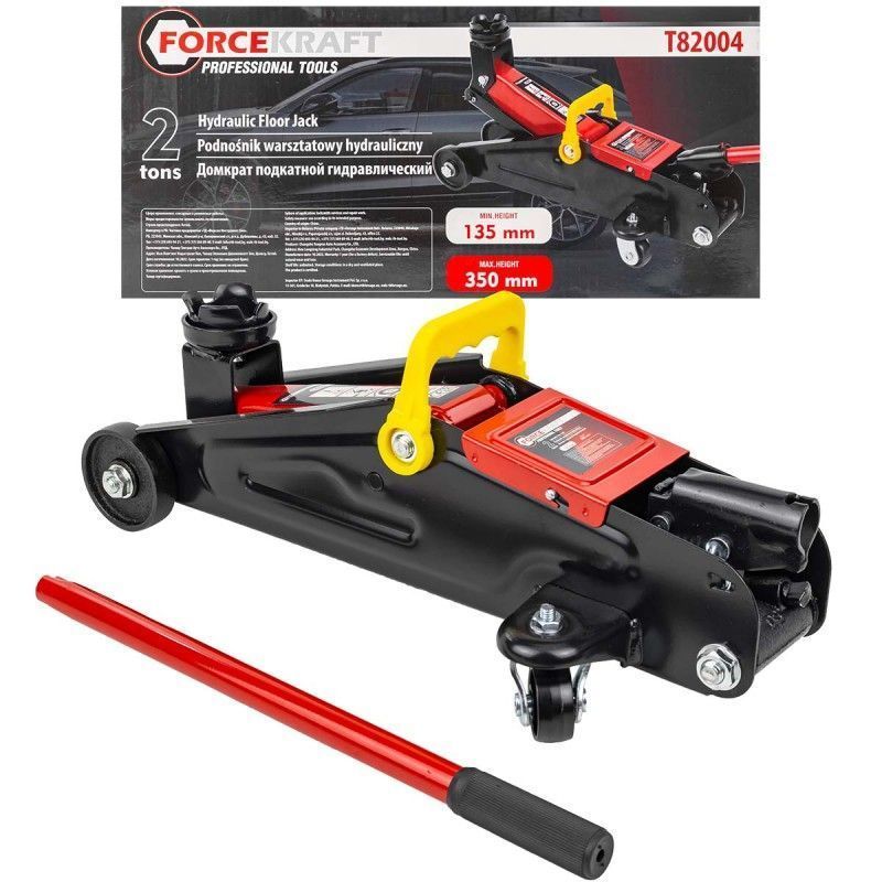 Домкрат подкатной гидравлический 2т (h min - 135мм, h max - 350мм) FORCEKRAFT FK-T82004