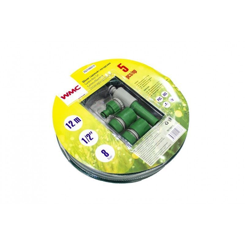 Шланг садовый ПВХ 1/2"х12м в комплекте с насадками WMC TOOLS TG7106012