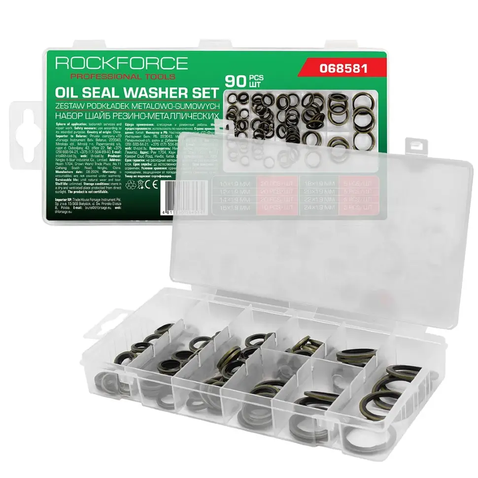 Шайбы резино-металлические, набор 90пр. RockFORCE RF-068581