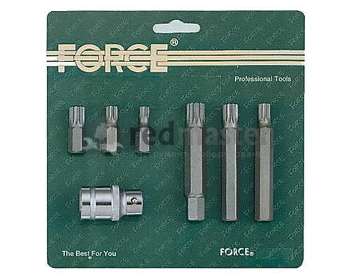 Набор бит SPLINE 1/2", 10мм, 7 пр. Force 4072