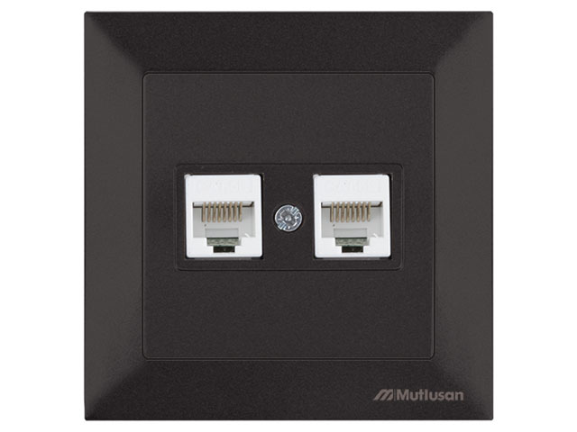 Розетка компьютерная 2xRJ45 (Cat5e, скрытая) черная, DARIA ((2xRJ 45) 8-pin)  ...MUTLUSAN 2120 138 0184