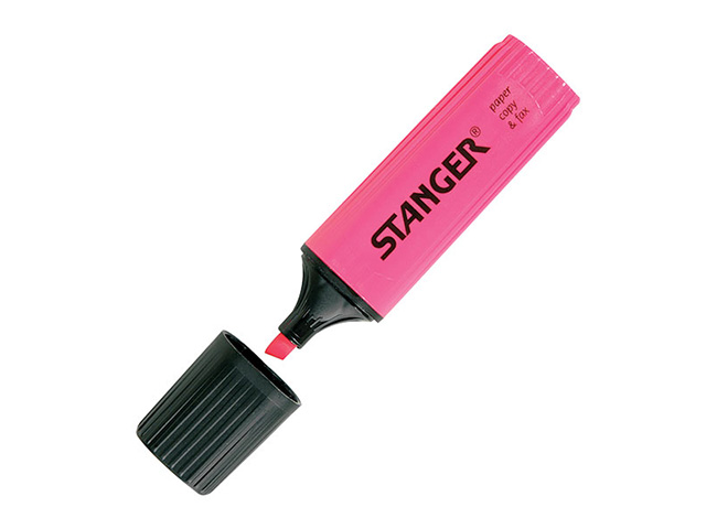 Маркер текстовый PAPER & FAX 1-5 мм розовый скошенный,  STANGER 180004000