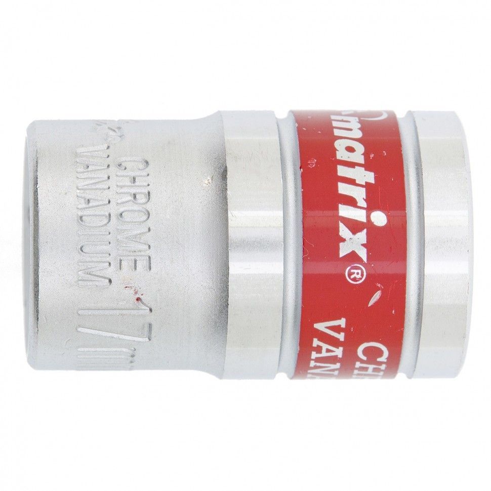 Головка торцевая, 17 mm, 6-гранная, CrV, под квадрат 1/2", хромированная Matrix 13117