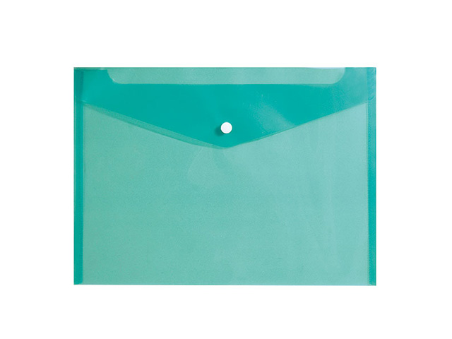 Пластиковый конверт А4 на кнопке пластик 150 мкм зеленый,  ...INФОРМАТ PK8015G