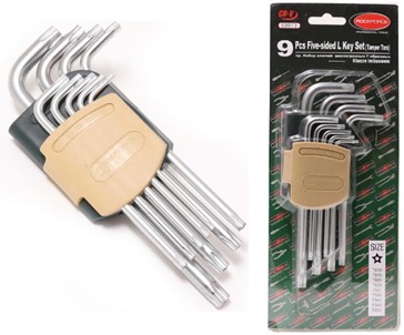 Набор ключей TORX 5-лучевых, TS10-TS50 9пр. с отверстием  Rock FORCE RF-50913