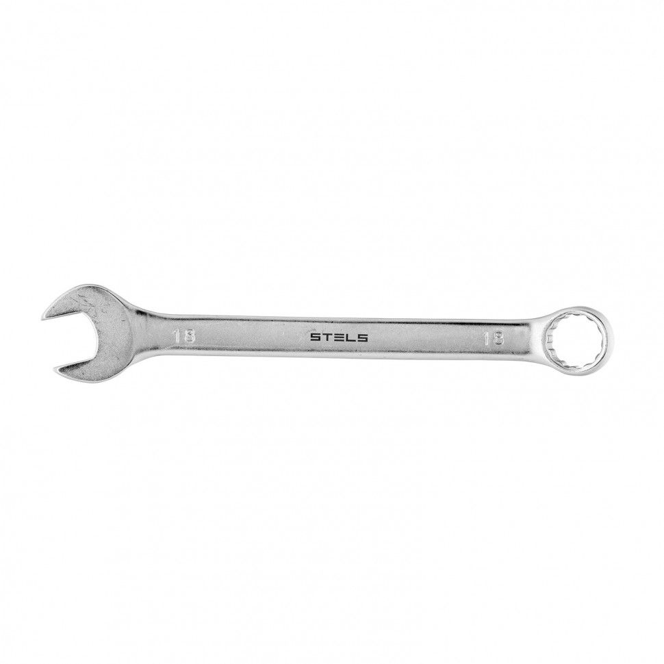 Ключ комбинированный, 18 mm, CrV, матовый хром  Stels 15223