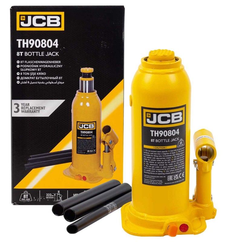 Домкрат бутылочный 8т с клапаном (h min 222мм, h max 447мм) JCB JCB-TH90804