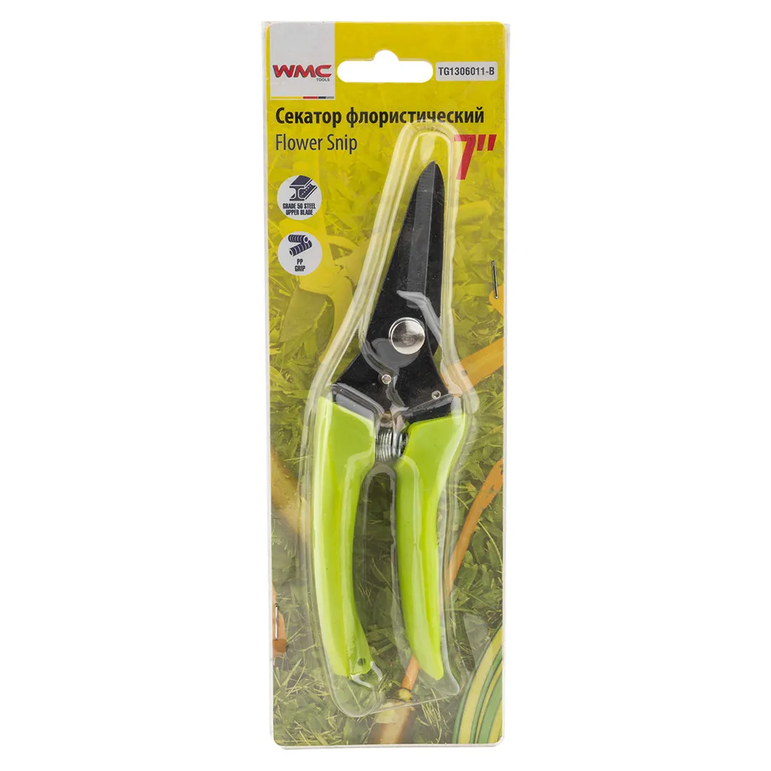 Секатор флористический (L-175mm), в блистере  WMC TOOLS WMC-TG1306011-B