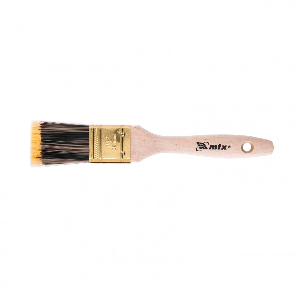 Кисть плоская 1.5" (38мм), жесткая золотистая искусственная щетина, деревянная ручка  ...MTX 83218