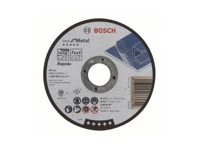 Круг отрезной 115х1.0x22.2 мм для металла Best ( прямой) BOSCH 2608603512