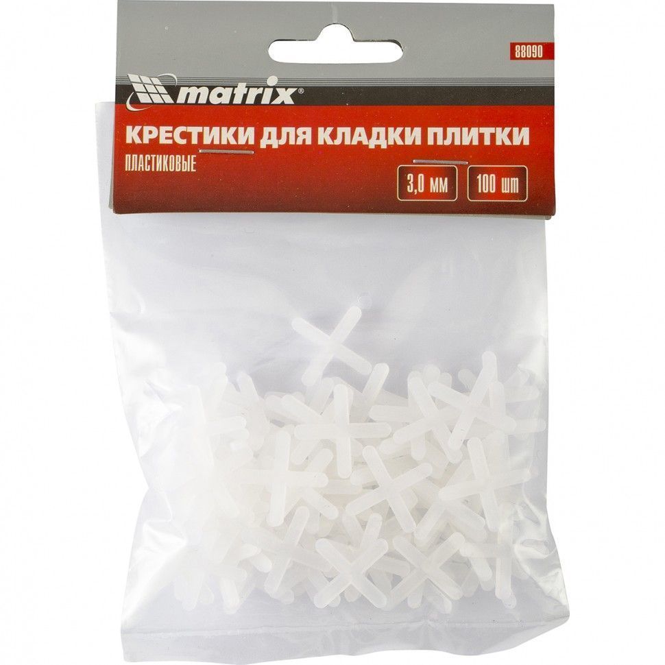 Крестики, 3.0 мм, для кладки плитки, 100 шт. Matrix 88090
