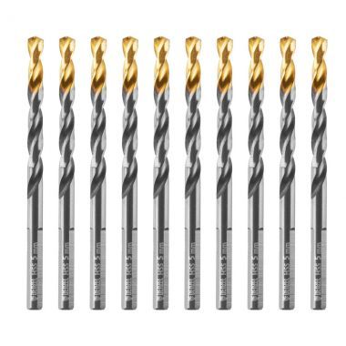 Сверло по металлу, 5 мм, HSS-Tin, Golden Tip, 10 шт.  DENZEL 717213