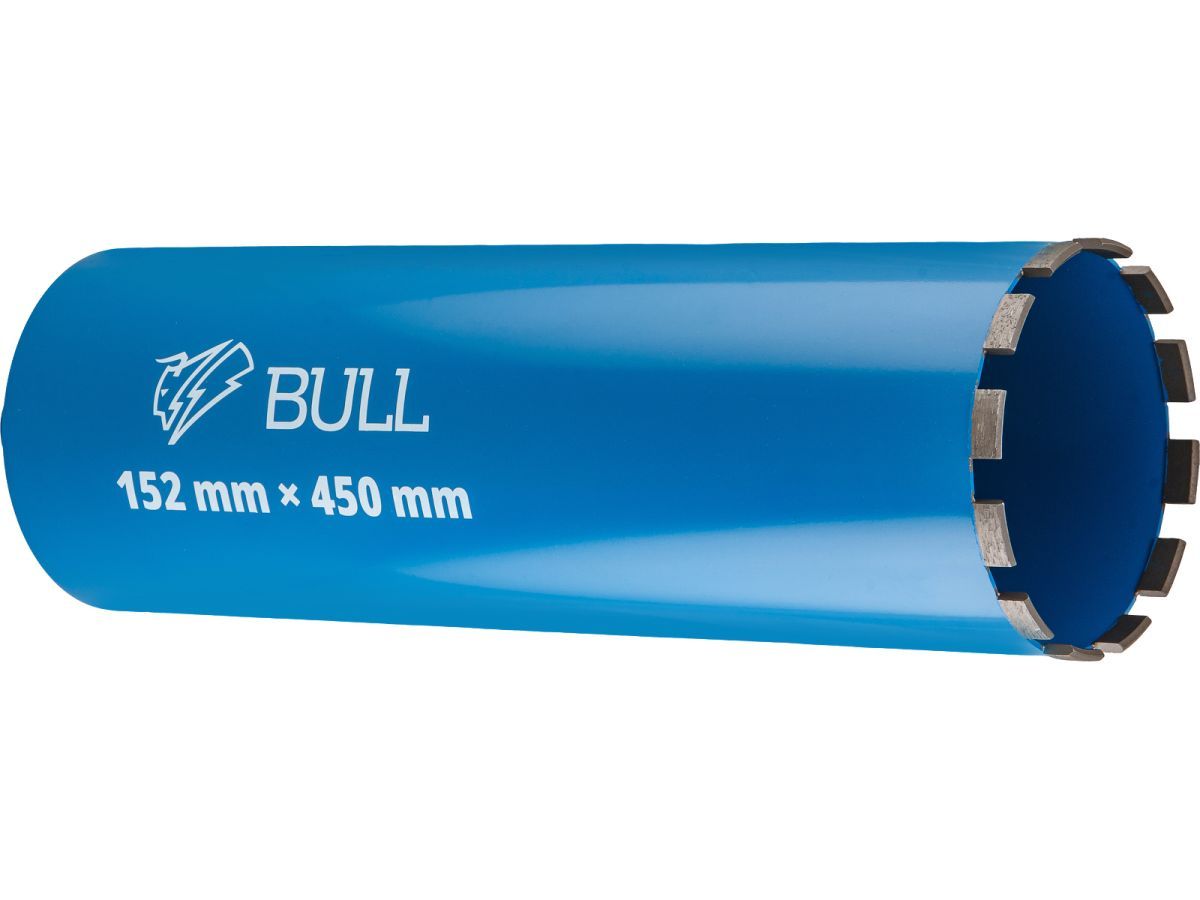 Коронка алмазная d 152мм железобетон, L450мм, 1 1/4", мокрое сверление BULL 2329249