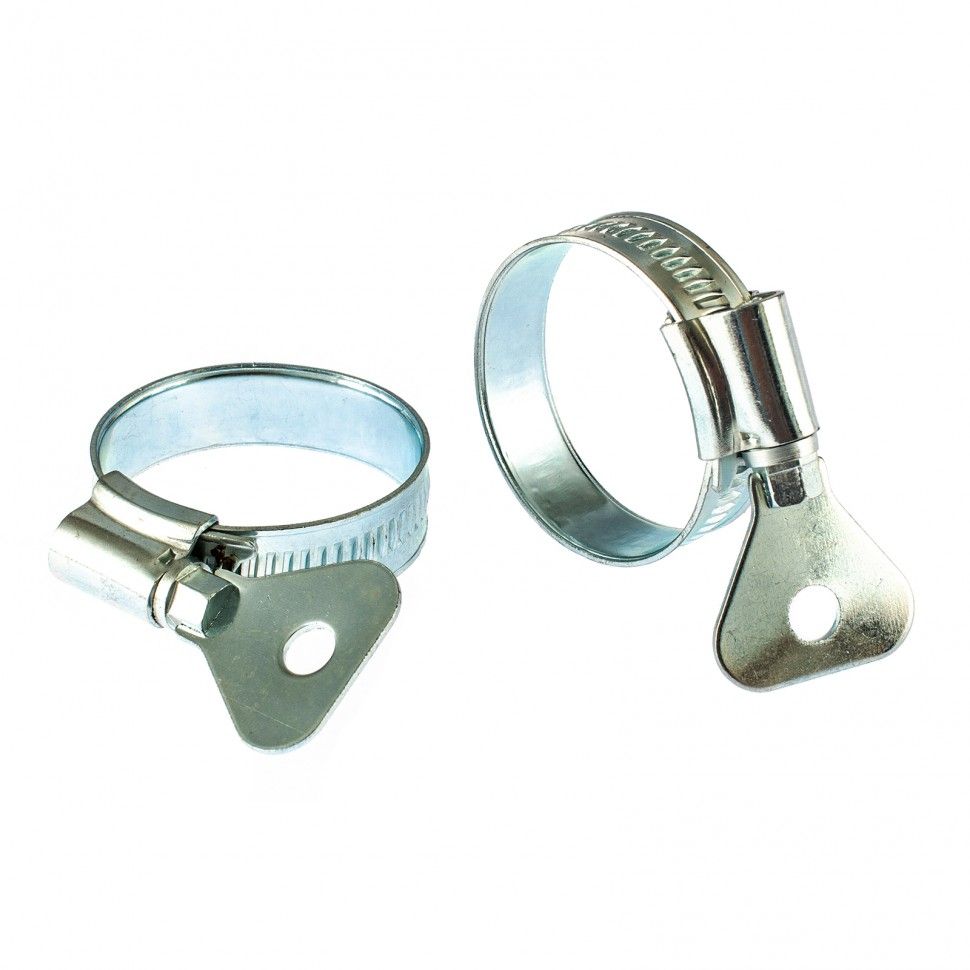 Хомуты металлические, червячные 25-38мм, ширина 12 мм, W1, с метал. ключом, 2 шт. Сибртех 476527
