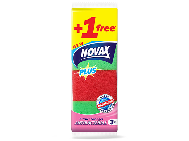 Губки кухонные антибактериальные 3+1шт NV Plus (ПРОМО)  NOVAX 5417NVP