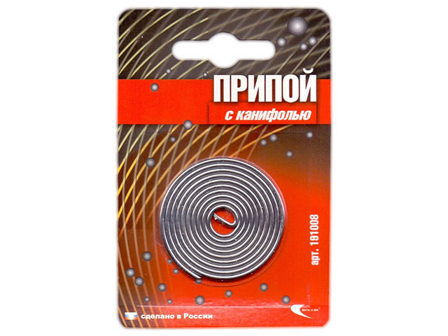 Припой ПОС 61 трубка, спираль ф2mm, с канифолью в блистере Векта 191008