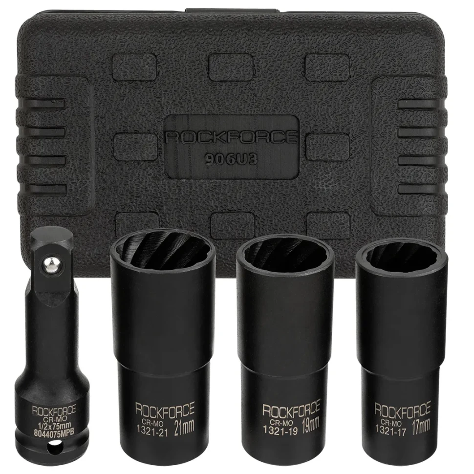 Набор головок-экстракторов для поврежденных болтов и гаек 4пр. 1/2'' RockFORCE RF-906U3