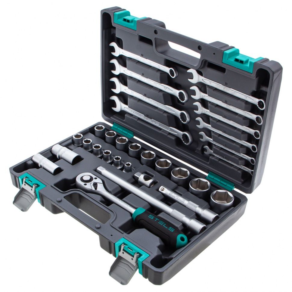 Набор инструментов, 1/2", CrV, пластиковый кейс 31 предм. Stels 14102