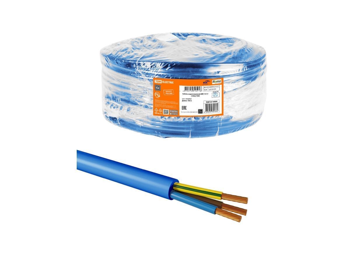 Кабель водопогружной КВВ 3х1,5 (100м)  TDM SQ0137-0004