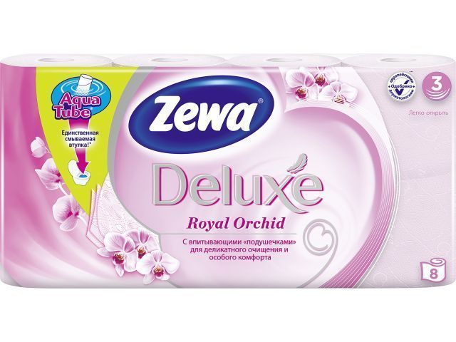 Бумага туалетная 3-х слойная Deluxe Orchid 8 рул.  ZEWA 201121181