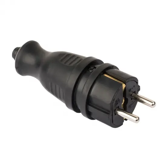 Вилка прямая каучуковая 230В 2P+PE 16A IP44 PRO  EKF RPS-011-16-230-44-r
