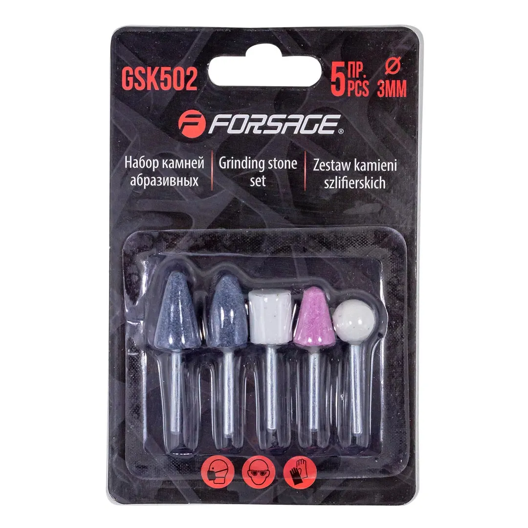 Набор камней абарзивных, 5пр.(хвостовик 3мм) Forsage F-GSK502
