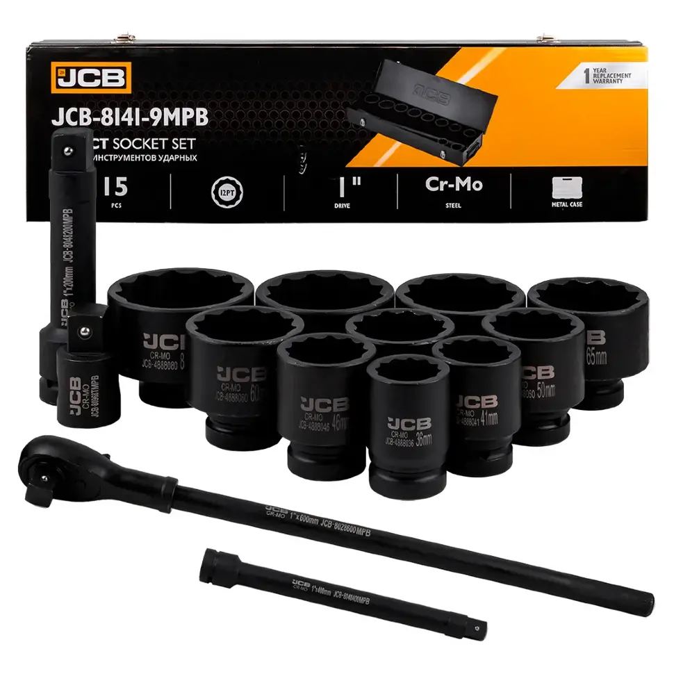 Набор инструментов ударных 15пр., 1" (12гр.)  JCB JCB-8141-9MPB