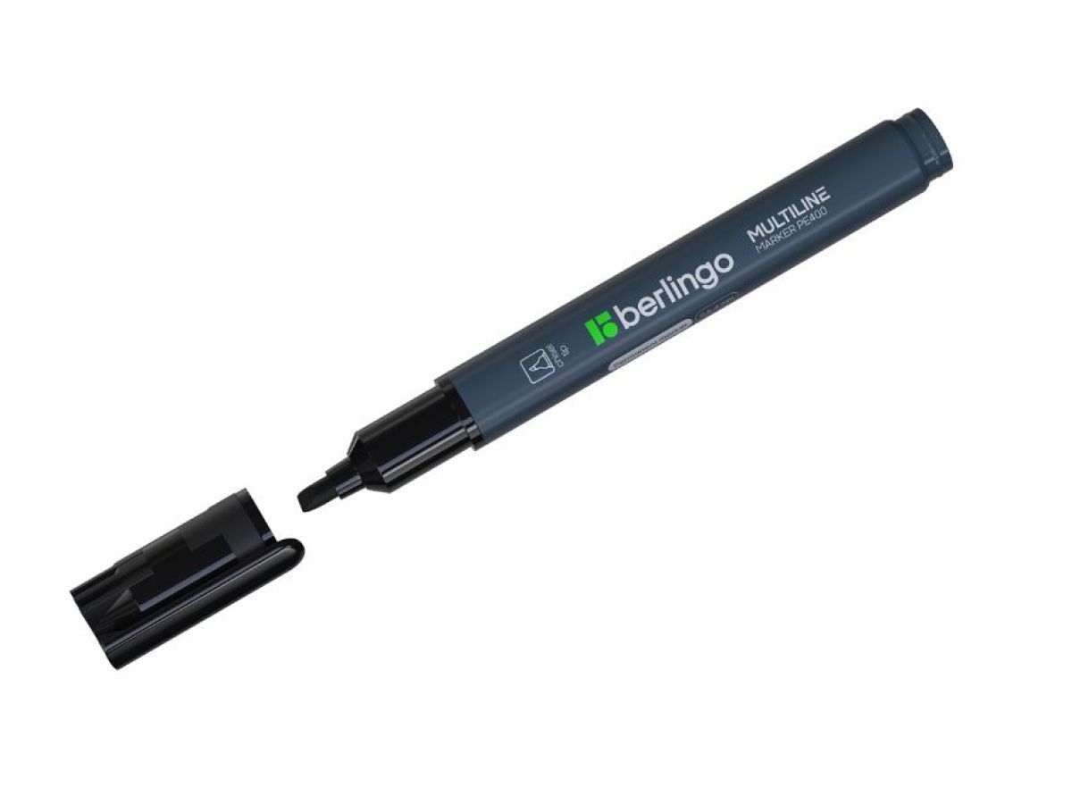 Маркер промышл. перманентный черный MULTILINE PE400 (Толщина линии 0,5-4 мм. Скошенный. Цвет: черный) BERLINGO BMc_04601
