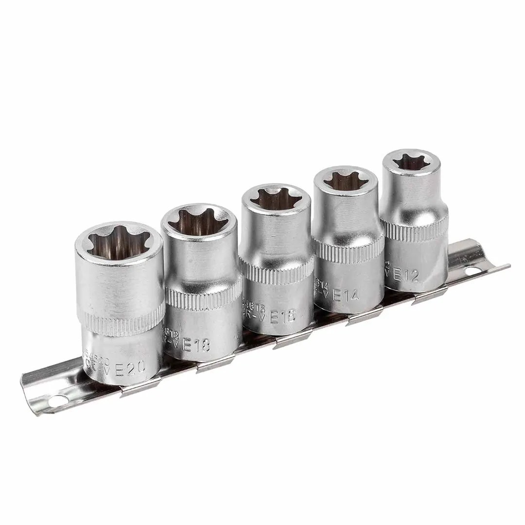 Набор головок 1/2", E12-E20, 5пр. Е-профиль на планке Rock FORCE RF-4053