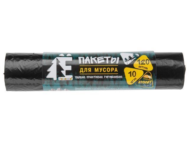 Мешки для мусора, 120 л, 10 шт, "Е-Ромашка", черные (68х105 см/20мкм) РОМАШКА ЕЛР-ВР-120-10/35/Ч