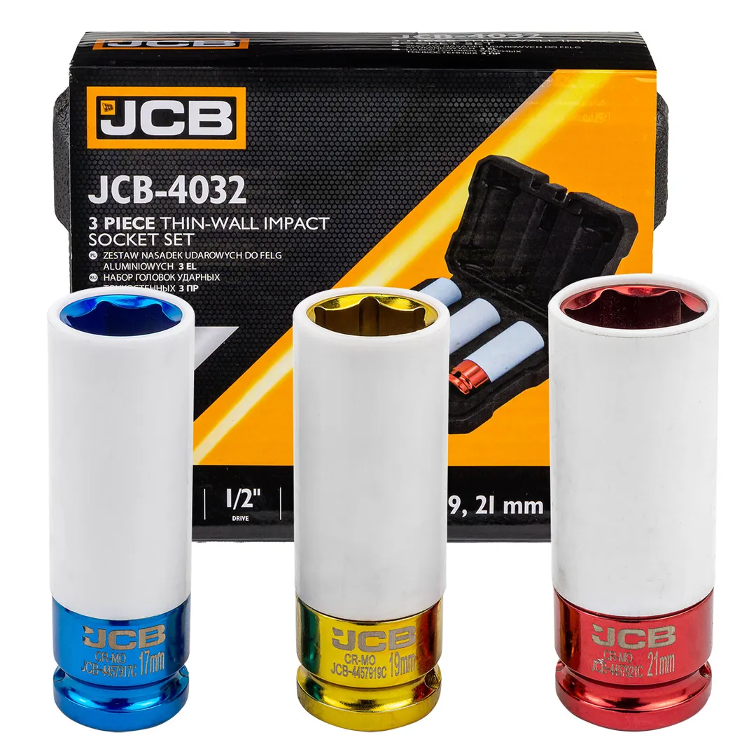 Головки ударные тонкостенные, набор 3пр., 1/2" (6гр.) JCB JCB-4032