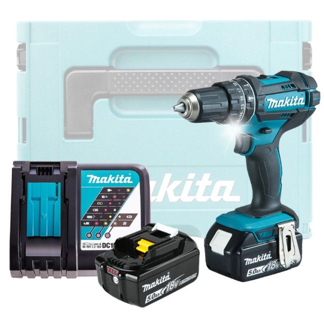 Шуруповерт ударный аккумуляторный  (18V / 2*5.0 Ah / 62 Nm / MakPac 2) MAKITA DHP482RTJ