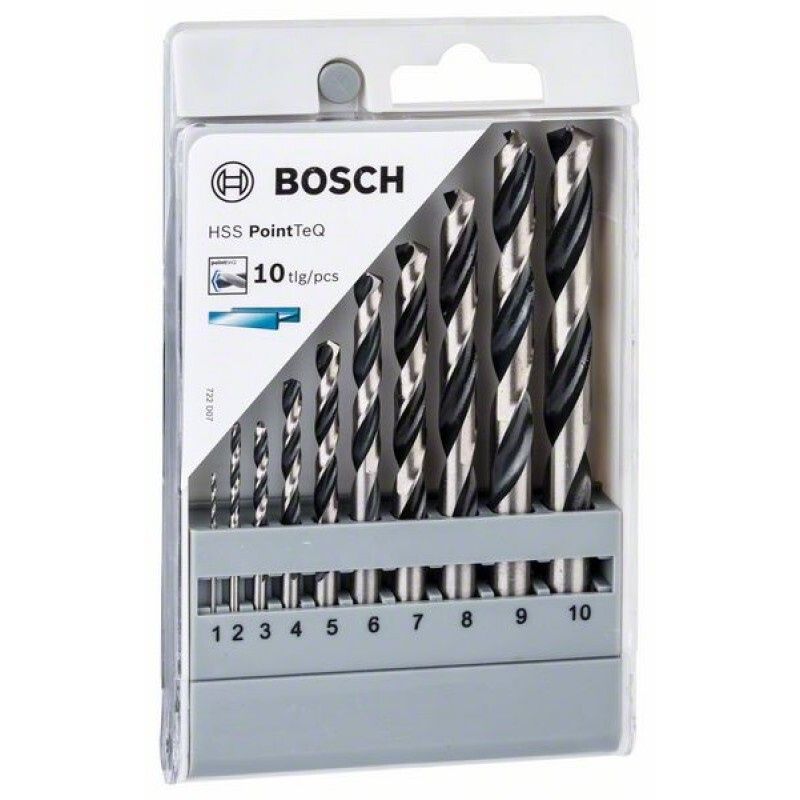 Набор Сверла по металлу HSS PointTeQ 1-10 мм (10 шт / Кейс Pro)  BOSCH 2.608.577.348