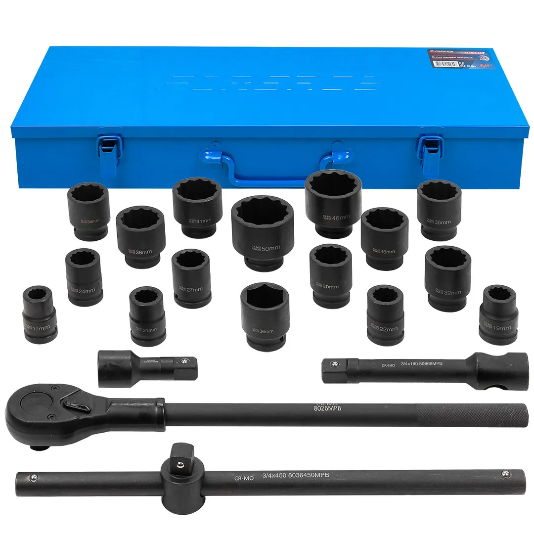 Набор инструментов ударных 21пр., 3/4" 12гр. (17-50мм) Forsage F-6212-9MPB