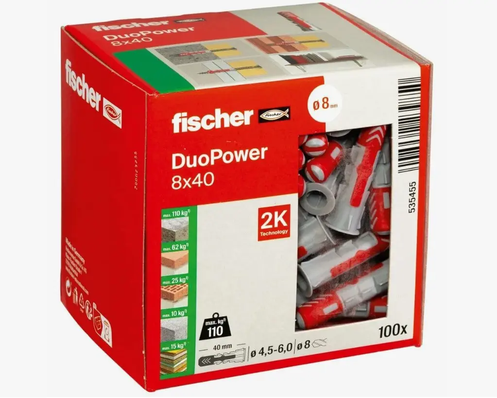 Дюбель распорный DUOPOWER 8х40 (упак. 100шт) Fischer FISKARS 535455K