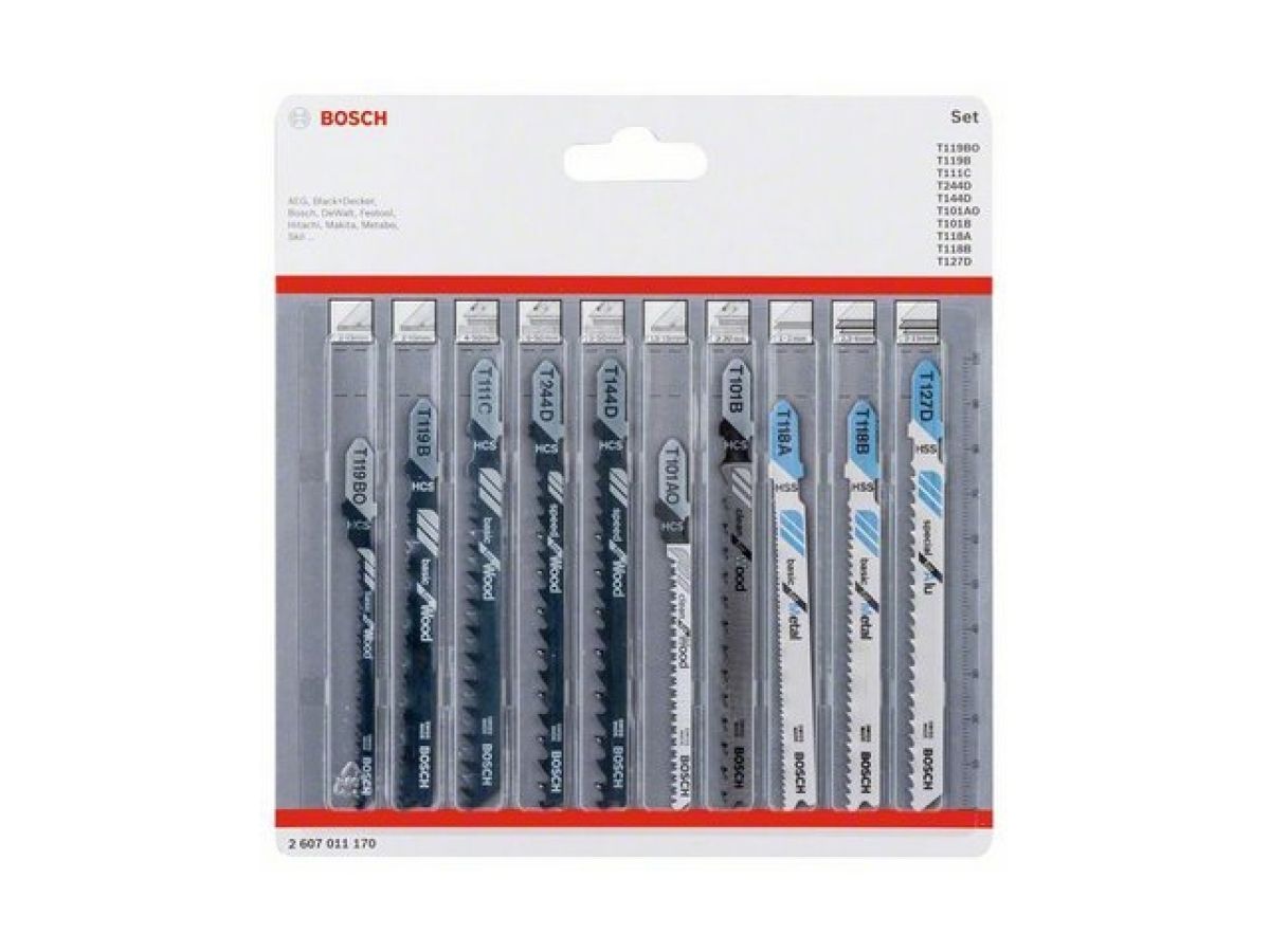 Набор пилок лобзиковых по дереву с гвоздями, 10 шт., BOSCH 2607011170